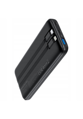 УМБ Choetech 10000mAh 22,5W Fast Charge MicroUsb,USB-A, USB-C,build-in USB-C/Lightning cable Black