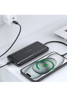 УМБ Choetech 10000mAh 22,5W Fast Charge MicroUsb,USB-A, USB-C,build-in USB-C/Lightning cable Black