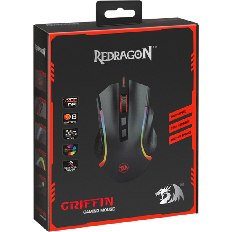 Мишка Redragon Griffin, ігрова, 7200dpi., 7кн., чорна