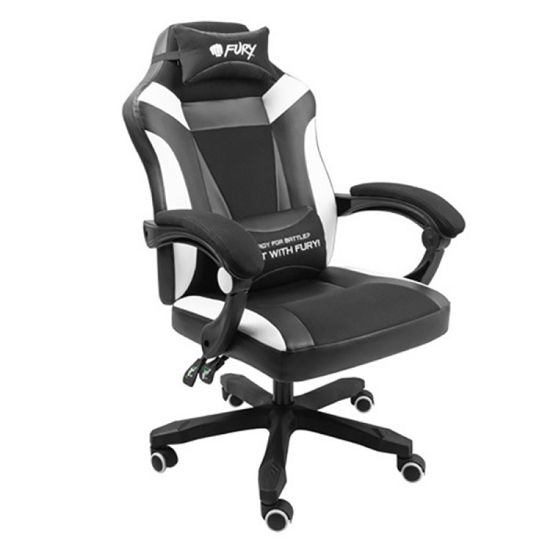 Крісло ігрове Gaming Chair Fury Avenger M+, 50мм, Black-White