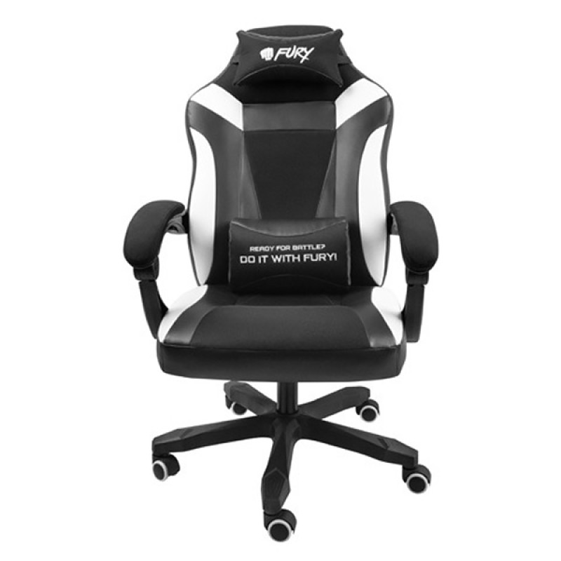 Крісло ігрове Gaming Chair Fury Avenger M+, 50мм, Black-White