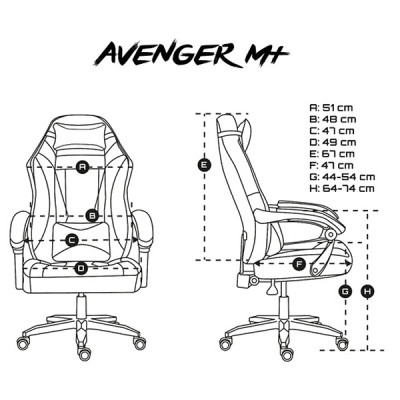 Крісло ігрове Gaming Chair Fury Avenger M+, 50мм, Black-White