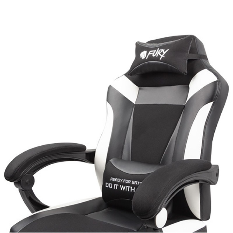 Крісло ігрове Gaming Chair Fury Avenger M+, 50мм, Black-White