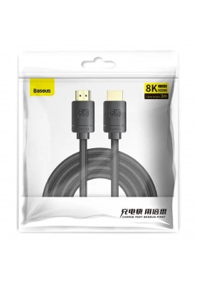 Кабель HDMI M-M, 1m, V2.1 8K,  High Definition Series (Zinc alloy) WKGQ000001 Baseus Чорний