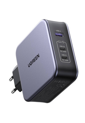 Зарядний пристрій 3xUSB 140W (2хUSB-C+USB-A) Gan CD289 with C to C Cable 1.5 м Gray Ugreen
