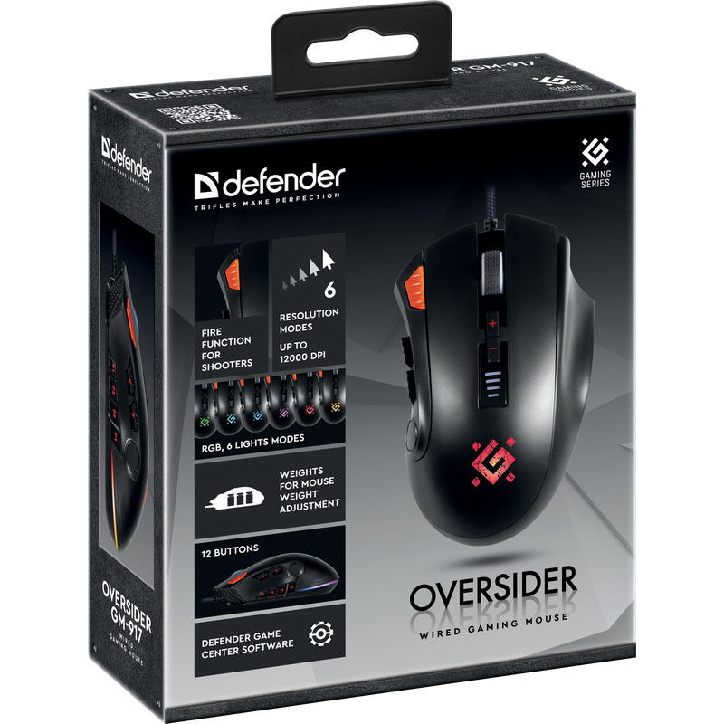 Мишка Defender Oversider GM-917 ігрова, 12000dpi., 12кн., RGB