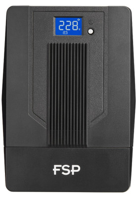 ДБЖ FSP iFP-600, 600ВА/360Вт, LCD, Schuko*2. 230V/50Hz ,w/o RJ45,w/ USB, Black, 12V/7Ah*1, CIS