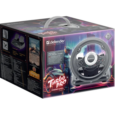 Ігрове кермо Defender Turbo Pro for PC/PS3/PS4/Xbox, 10кн., USB