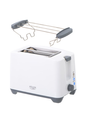 Тостер Adler AD 3216 white 1000Вт/2 відділення/7 режимів підсмажування/розморожування/підігрів булок