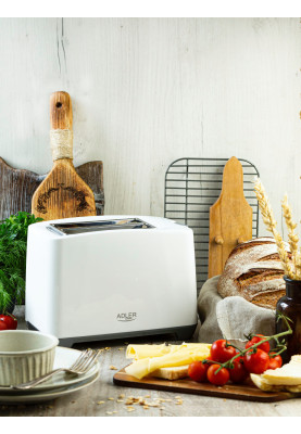 Тостер Adler AD 3216 white 1000Вт/2 відділення/7 режимів підсмажування/розморожування/підігрів булок