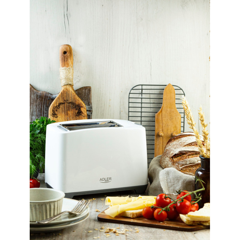 Тостер Adler AD 3216 white 1000Вт/2 відділення/7 режимів підсмажування/розморожування/підігрів булок