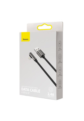 Кабель USB AM-Lightning M, 2 м, 2.4A, 90° Чорний, Legend Series Elbow CALCS Baseus