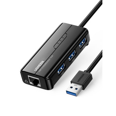 Хаб USB 3.1 Type-A -> 3хUSB 3.0 + RJ45 1000M Ethernet  чорний UGREEN