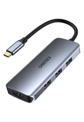 Док-станція USB 3.1 -> 3хUSB 3.0+USB-C PD100W+HDMI 4K 30HZ+SD/TF 7 in 1Choetech