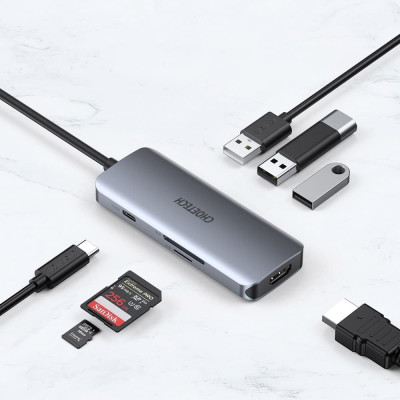Док-станція USB3.1 Type-C -->HDMI 30Hz/3хUSB 3.0/USB-C/ PD100W/SD/TF 7 in 1Choetech Док-станція USB3.1 Type-C -->HDMI 30Hz/3хUSB 3.0/USB-C/ PD100W/SD/TF 7 in 1Choetech