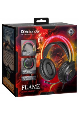 Ігрова гарнітура Defender Flame RGB, провід 2 м, чорна