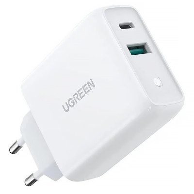 Зарядний пристрій 2xUSB 38W (USB-C+ USB-A) Wall Charger Білий CD170 Ugreen