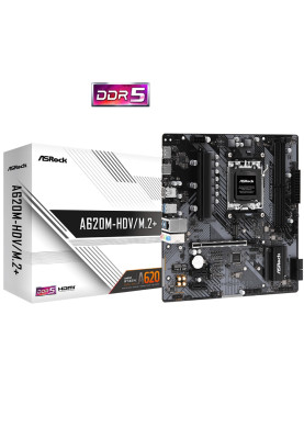 ASRock A620M-HDV/M.2+ (AM5/A620, 2*DDR5, PCIex16, DP/HDMI, 2xSATAІІІ, 2xM.2, GLan, 8ch, mATX)