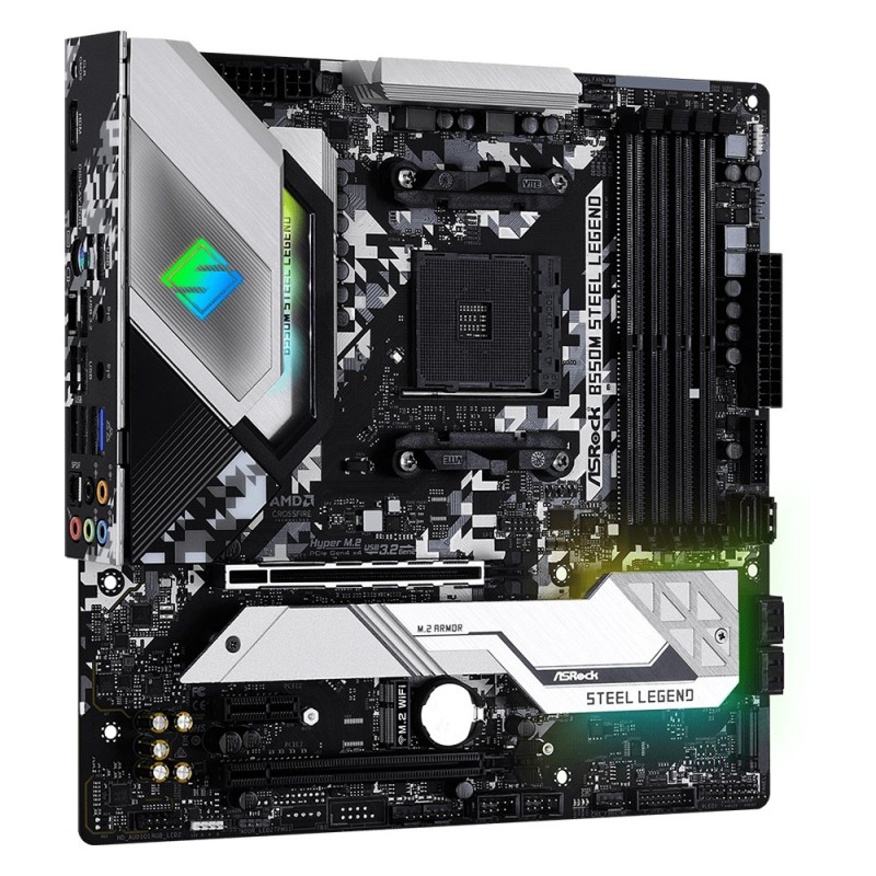 ASRock B550M STEEL LEGEND (AM4/B550, 4*DDR4, 2xPCIex16, HDMI/DP, 6xSATAІІІ, 3xM.2,GLan,7.1ch, mATX)