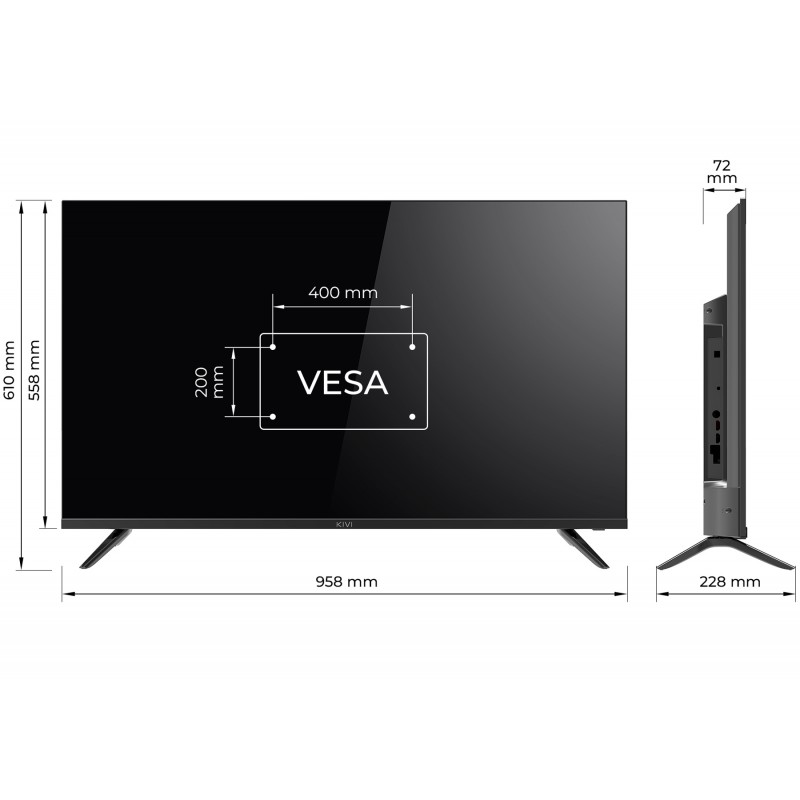 TV 43 Kivi 43U730QB UHD/DLED/T2/Android 11/2 x 10W/HDMI/Wi-Fi/VESA 400x200 M6/Black