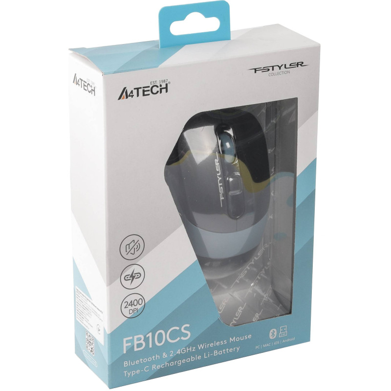 Мишка бездротова A4Tech FB10C Ash Blue USB