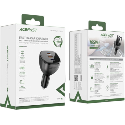 Автозаряджання 3xUSB 165W (2xUSB-C + USB-A) B14 Acefast