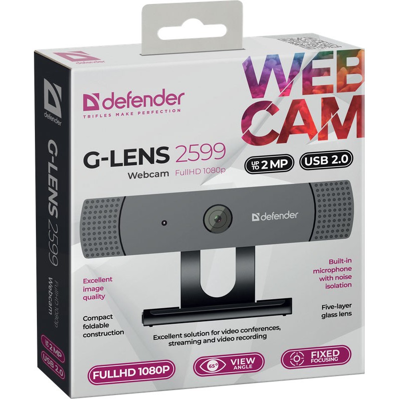 Веб-камера Defender G-lens 2599 FullHD 1080p, 2МП