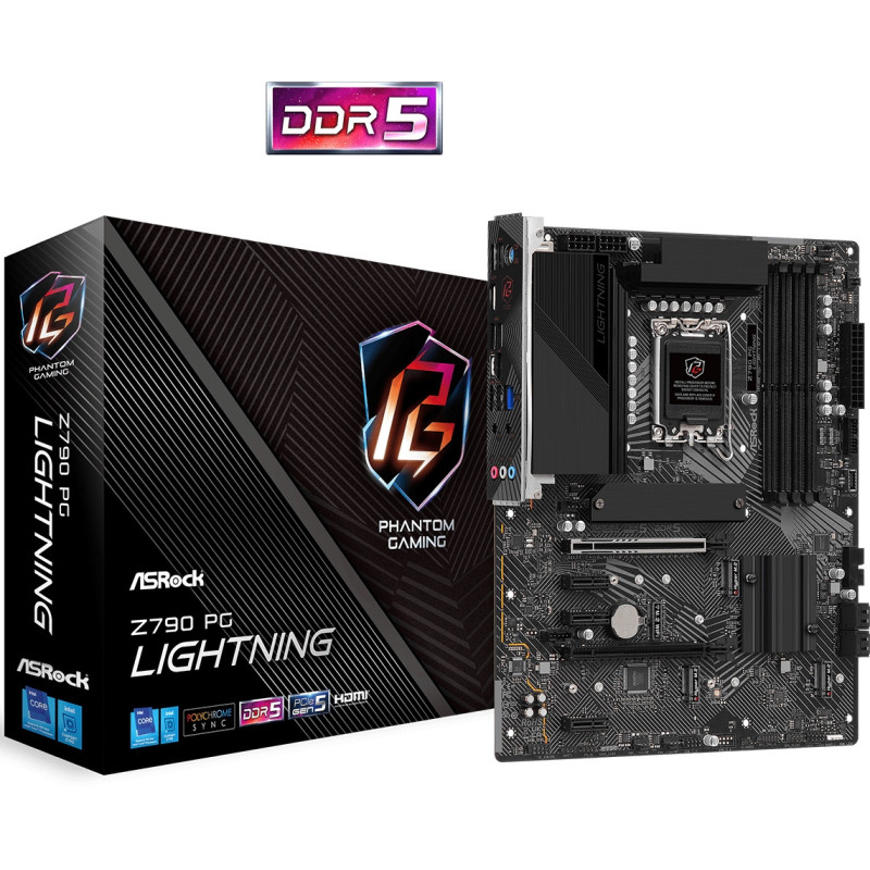 AsRock Z790 PG LIGHTNING (1700/Z790, 4*DDR5, 2*PCIex16, HDMI/eDP, 4xSATA, 4xM.2, 2.5Glan, 7.1ch, ATX