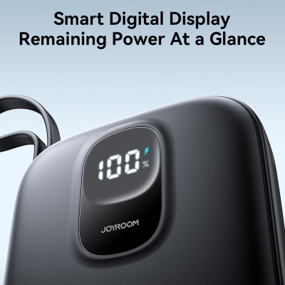 УМБ Joyroom 10000mAh 22,5W PD,QC, USB-A, USB-C In/Out with built-in USB-C cable Black