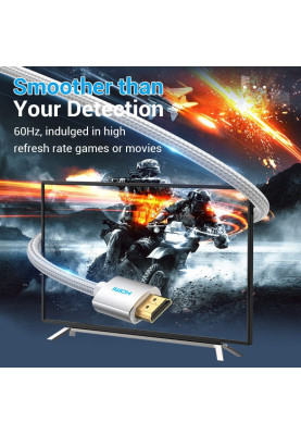 Кабель HDMI M - M,10.0 м, V2.0, 4K 60Гц, обплетення, Silver Metal Type Vention