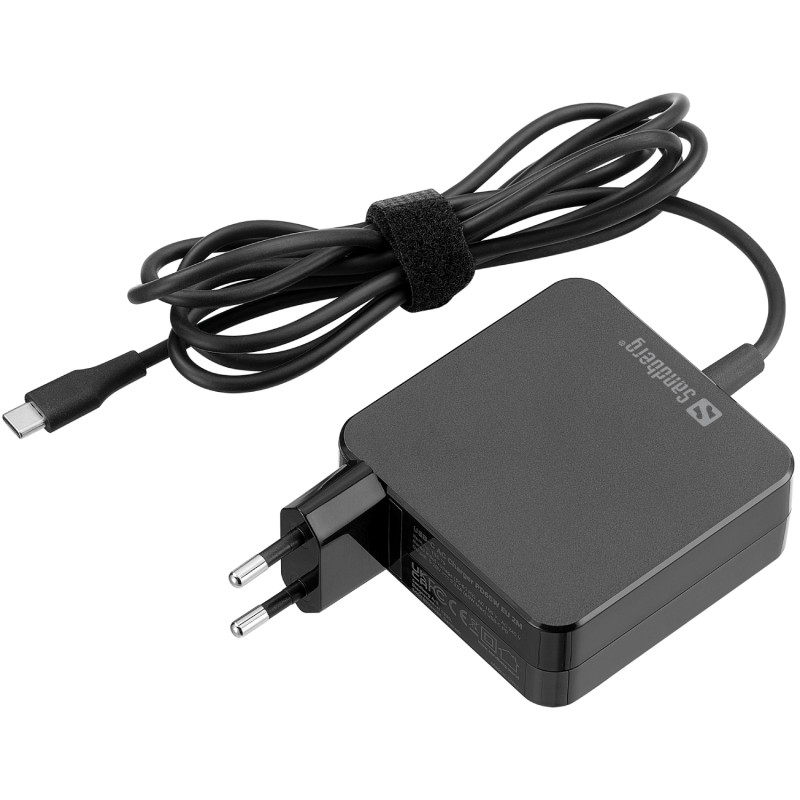 Зарядний пристрій 1xUSB 65W (USB-C) Gan, built in cable 2m, чорний Sandberg