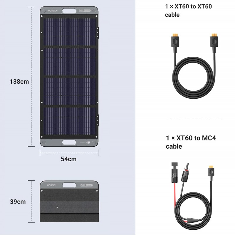 Сонячна панель Ugreen Solar Panel SC100 100W IP67 MPPT XT60+MC4