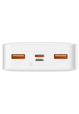 УМБ Baseus Bipow 20000mAh 15W 3A, MicroUSB, 2xUSB,1xType-C In/Out White