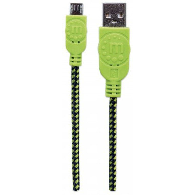 Кабель USB AM-micro BM, 0.5 м, кольорове обплетення,  Box (60 шт) Manhattan