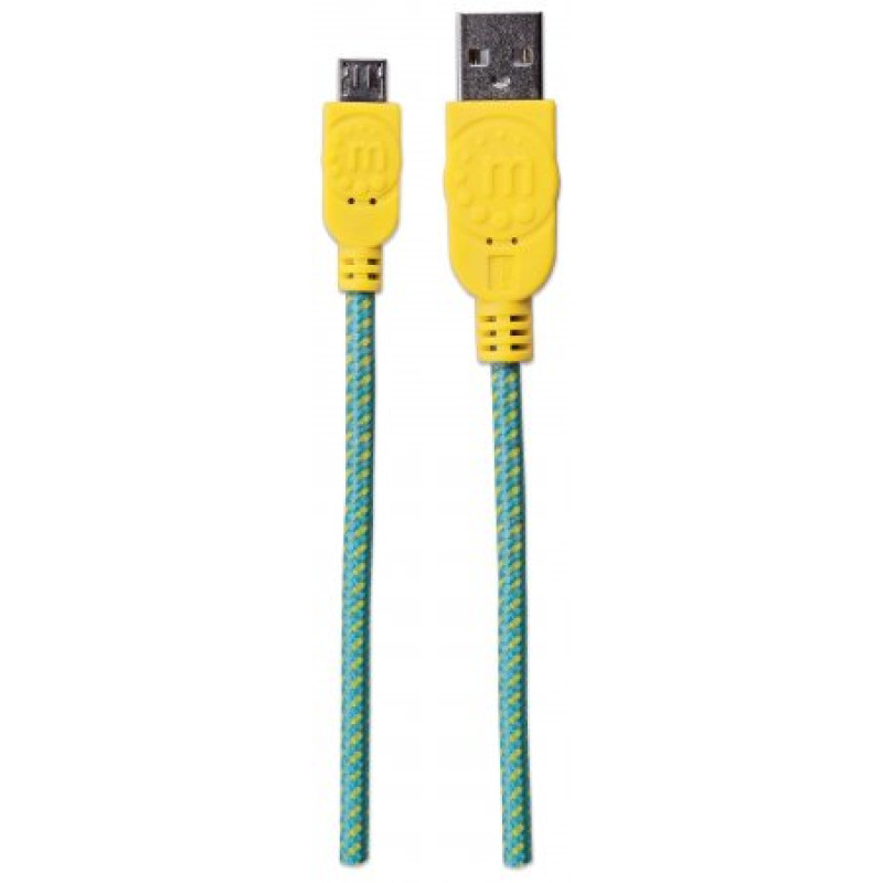 Кабель USB AM-micro BM, 0.5 м, кольорове обплетення,  Box (60 шт) Manhattan
