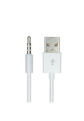 Кабель аудіо USB для iPod Shuffle Jack 3.5mm M 4 pin -> USB AM, 1.0 м. білий