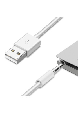 Кабель аудіо USB для iPod Shuffle Jack 3.5mm M 4 pin -> USB AM, 1.0 м. білий