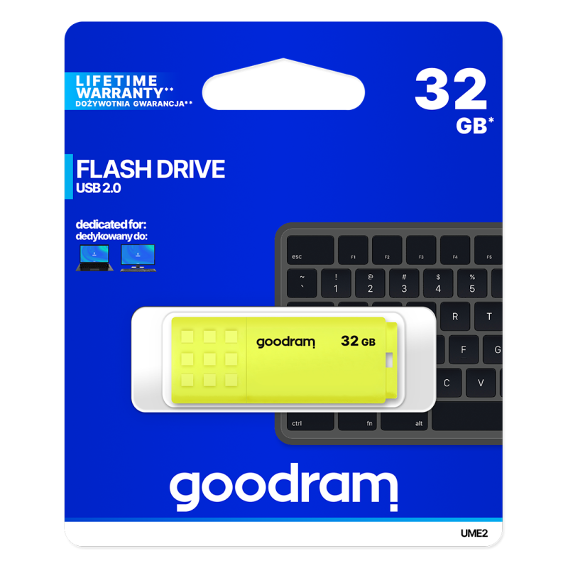 Пам'ять USB Flash GoodRAM 32GB USB 2.0 UME2 Yellow, Retail