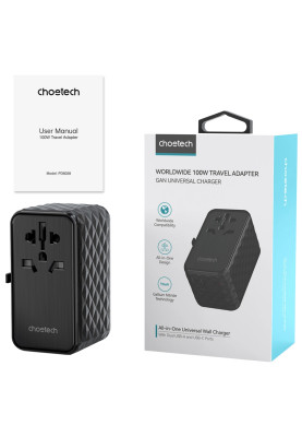 Зарядний пристрій 4xUSB 100W PD (2хUSB-C+2хUSB-A) сharger diamond model чорний Choetech