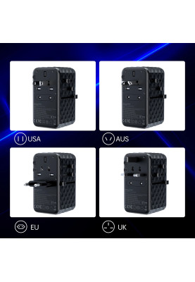 Зарядний пристрій 4xUSB 100W PD (2хUSB-C+2хUSB-A) сharger diamond model чорний Choetech