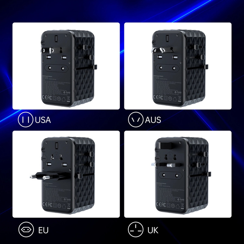 Зарядний пристрій 4xUSB 100W PD (2хUSB-C+2хUSB-A) сharger diamond model чорний Choetech
