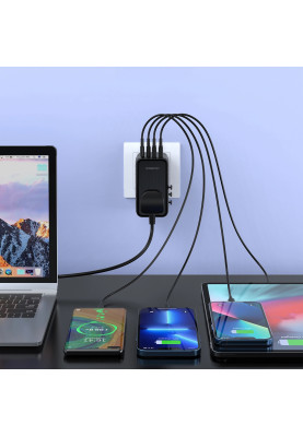 Зарядний пристрій 4xUSB 100W PD (2хUSB-C+2хUSB-A) сharger diamond model чорний Choetech