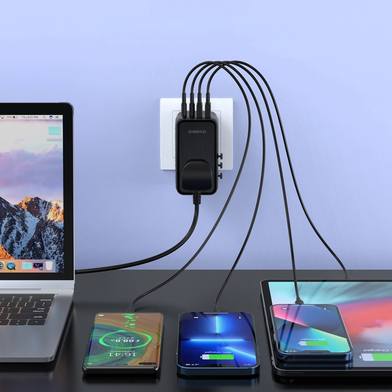 Зарядний пристрій 4xUSB 100W PD (2хUSB-C+2хUSB-A) сharger diamond model чорний Choetech