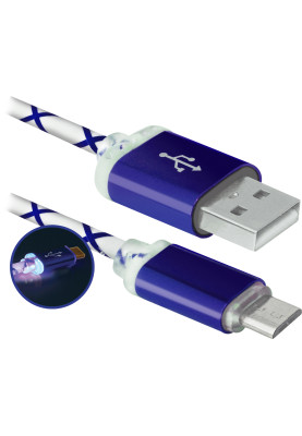 Кабель USB AM-micro BM, 1.0 м, синій, 08-03LT Defender