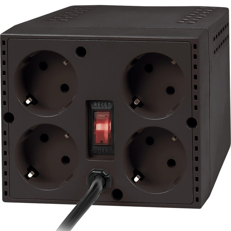 Стабілізатор напруги Defender AVR Premium 1500 600 Вт, 4 розетки, чорний