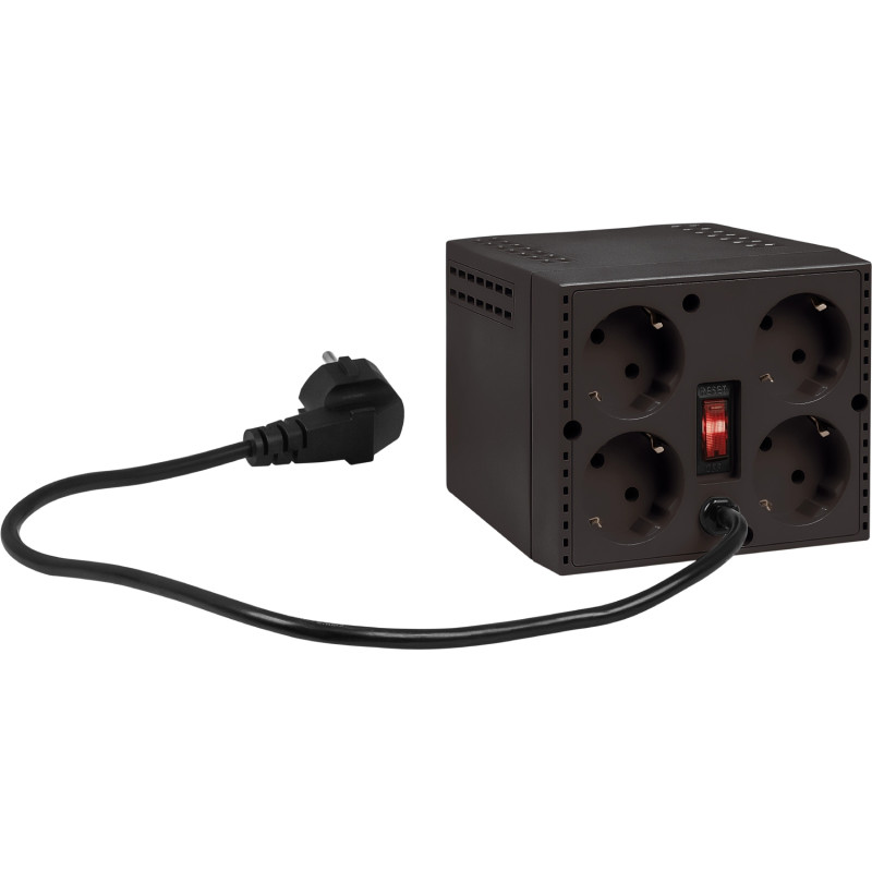 Стабілізатор напруги Defender AVR Premium 1500 600 Вт, 4 розетки, чорний