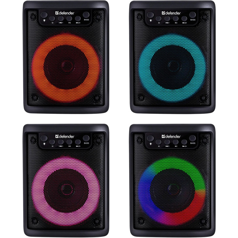 Акустична система 1.0 Defender Funky 10Вт, Light/BT/FM/USB/MIC/AUX