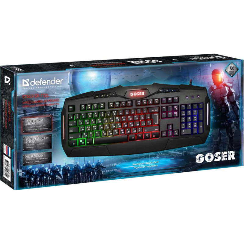 Клавіатура ігрова Defender Goser GK-772 RGB USB, чорна
