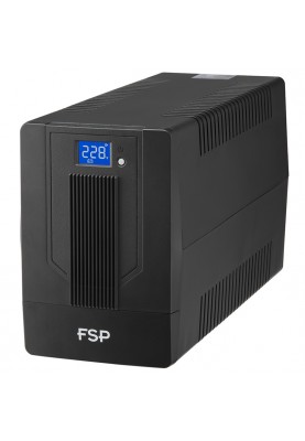 ДБЖ FSP IFP1000, 1000ВА/600Вт, Schuko*2+IEC C13*2+USB+USB Cable, LCD, AVR, Black