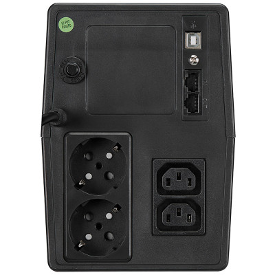ДБЖ FSP IFP1000, 1000ВА/600Вт, Schuko*2+IEC C13*2+USB+USB Cable, LCD, AVR, Black